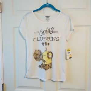 NWT New Minions short Sleeve semi-sheer shirt top